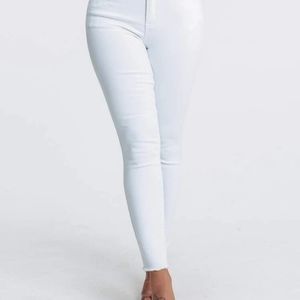 White mid rise skinny jeans